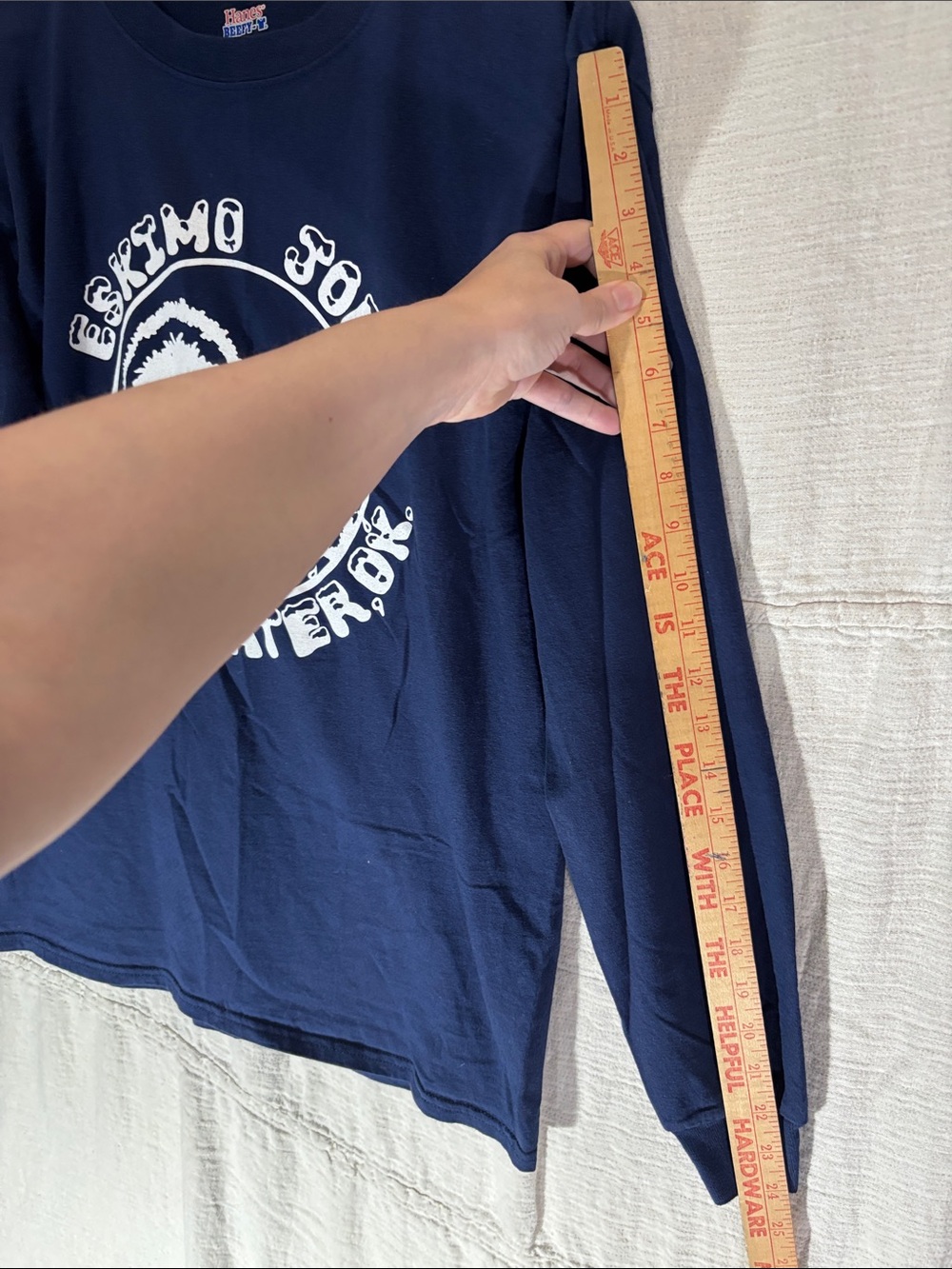 Eskimo Joe’s Stillwater OK Graphic Long Sleeve Shirt Navy Blue Hanes Beefy T Med - Picture 4 of 7